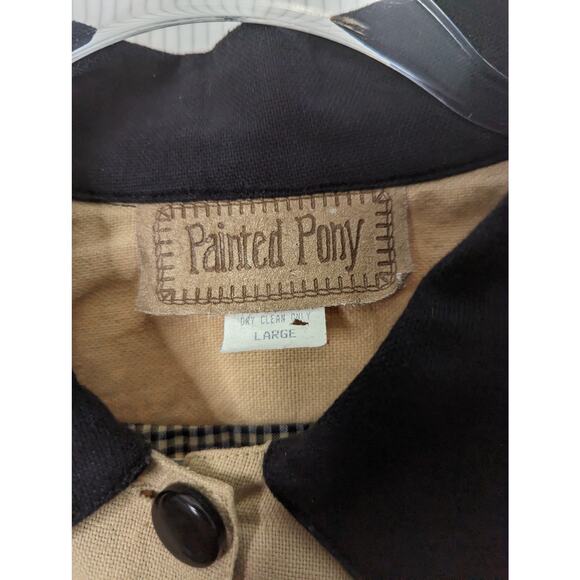 Vintage 90's Painted Pony Cropped Boxy Blazer Jacket Cat Patches and Beading L - Picture 4 of 9